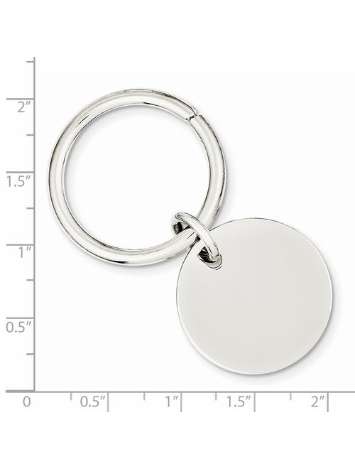 Sterling Silver Solid Polished Engravable Rhodium-plated Rhodium Plated Key Chain - 13.5 Grams