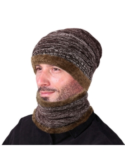 Winter Beanie Hat Scarf Set Warm Knit Hat Thick Knit Skull Cap For Men Women