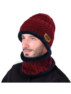 Winter Beanie Hat Scarf Set Warm Knit Hat Thick Knit Skull Cap For Men Women