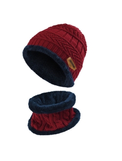 Kids Winter Hat and Scarf Set 2-Pieces Warm Knit Beanie Cap and Scarf