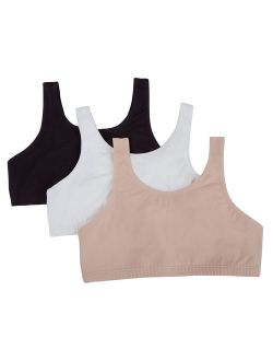 Girls Built Up Strap Cotton Sport Bra, 3 Pack (Little Girls & Big Girls)