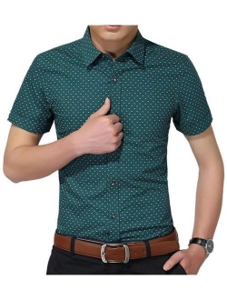 YTD Mens 100% Cotton Casual Slim Fit Long Sleeve Button Down Printed Dress Shirts