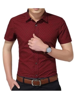 YTD Mens 100% Cotton Casual Slim Fit Long Sleeve Button Down Printed Dress Shirts