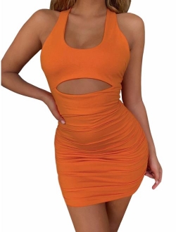 just quella Women Sexy Bodycon Party Dresses Backless Spaghetti Straps Clubwear Mini Dress