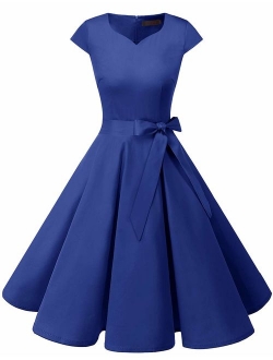 DRESSTELLS Women's Vintage Tea Dress Prom Swing Cocktail Party Dress with Cap-Sleeves