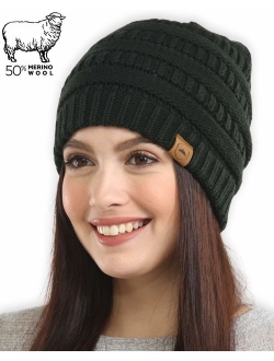 Tough Headwear Womens Cable Knit Beanie - Warm & Soft Stretch Winter Hats - Thick, Chunky & Soft Stretch Knitted Caps for Cold Weather - Stylish & Trendy Snow Beanies for