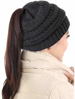 Tough Headwear Womens Cable Knit Beanie - Warm & Soft Stretch Winter Hats - Thick, Chunky & Soft Stretch Knitted Caps for Cold Weather - Stylish & Trendy Snow Beanies for