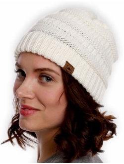 Tough Headwear Womens Cable Knit Beanie - Warm & Soft Stretch Winter Hats - Thick, Chunky & Soft Stretch Knitted Caps for Cold Weather - Stylish & Trendy Snow Beanies for