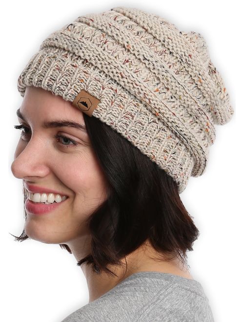 Tough Headwear Womens Cable Knit Beanie - Warm & Soft Stretch Winter Hats - Thick, Chunky & Soft Stretch Knitted Caps for Cold Weather - Stylish & Trendy Snow Beanies for