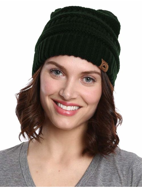 Tough Headwear Womens Cable Knit Beanie - Warm & Soft Stretch Winter Hats - Thick, Chunky & Soft Stretch Knitted Caps for Cold Weather - Stylish & Trendy Snow Beanies for