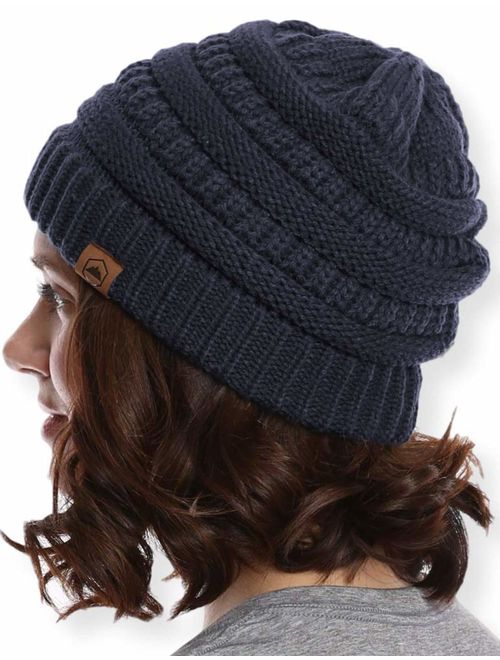 Tough Headwear Womens Cable Knit Beanie - Warm & Soft Stretch Winter Hats - Thick, Chunky & Soft Stretch Knitted Caps for Cold Weather - Stylish & Trendy Snow Beanies for