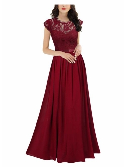 Women's Formal Floral Lace Evening Party Maxi Dress