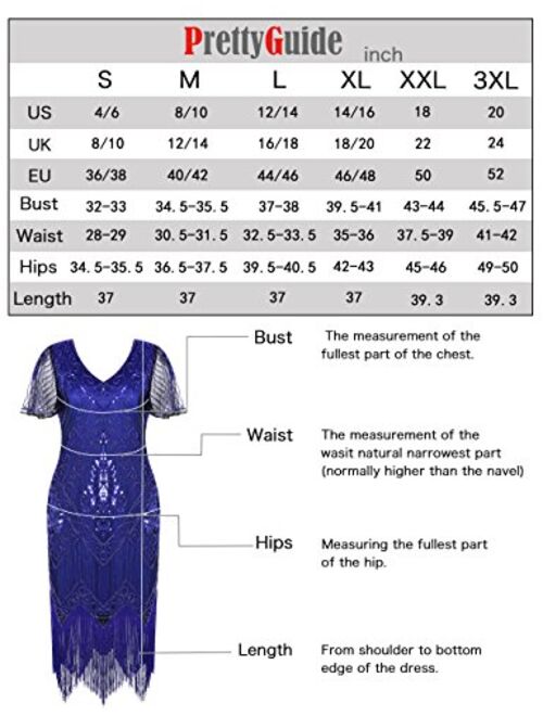 PrettyGuide Women's 1920s Dress Sequin Art Deco Flapper Dress with Sleeve