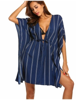 ADOME Cover Ups for Swimwear Women Swim Coverup Oversized Striped Beachwear