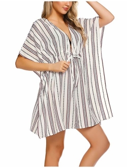 ADOME Cover Ups for Swimwear Women Swim Coverup Oversized Striped Beachwear