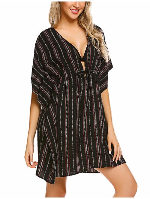 ADOME Cover Ups for Swimwear Women Swim Coverup Oversized Striped Beachwear