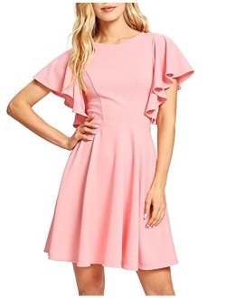 Women's Stretchy A Line Swing Flared Skater Cocktail Party Dress