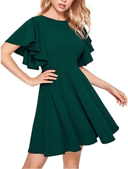 Women's Stretchy A Line Swing Flared Skater Cocktail Party Dress