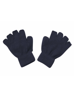 Gravity Threads Unisex Warm Half Finger Stretchy Knit Fingerless Gloves