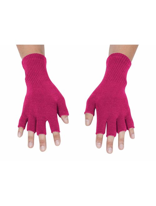 Gravity Threads Unisex Warm Half Finger Stretchy Knit Fingerless Gloves