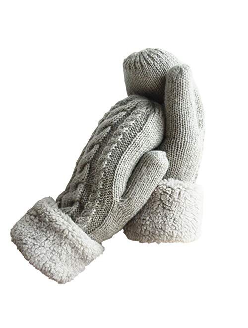 Women's Winter Gloves Warm Lining Mittens- Cozy Wool Knit Thick Gloves Novelty Mittens Winter Cold Weather Accessories