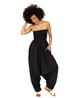 likemary Harem Jumpsuit and Hareem Pants Convertible 2 in 1 Cotton Bandeau Romper