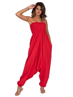 likemary Harem Jumpsuit and Hareem Pants Convertible 2 in 1 Cotton Bandeau Romper