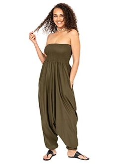 likemary Harem Jumpsuit and Hareem Pants Convertible 2 in 1 Cotton Bandeau Romper