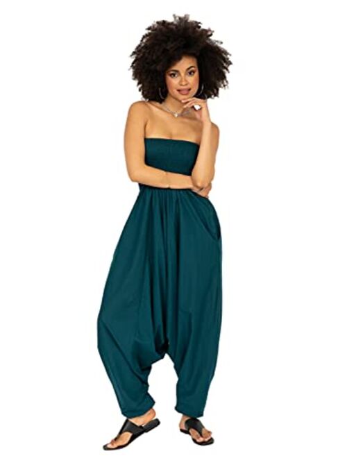 likemary Harem Jumpsuit and Hareem Pants Convertible 2 in 1 Cotton Bandeau Romper