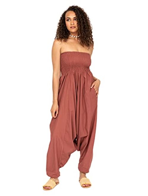 likemary Harem Jumpsuit and Hareem Pants Convertible 2 in 1 Cotton Bandeau Romper