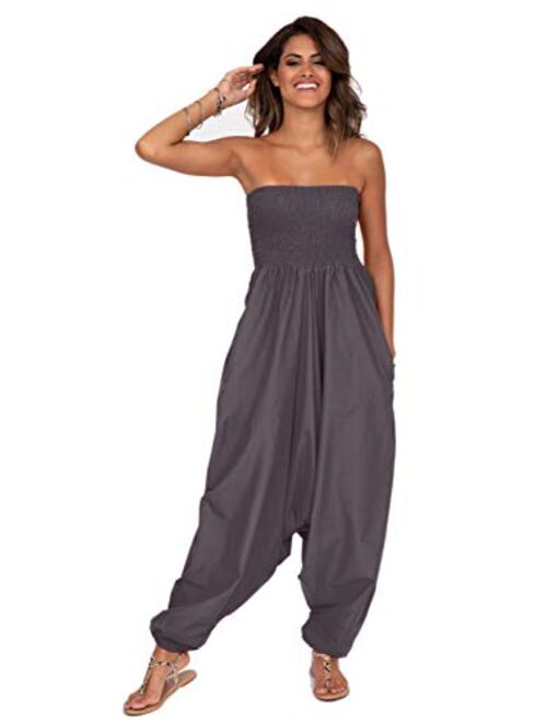 likemary Harem Jumpsuit and Hareem Pants Convertible 2 in 1 Cotton Bandeau Romper