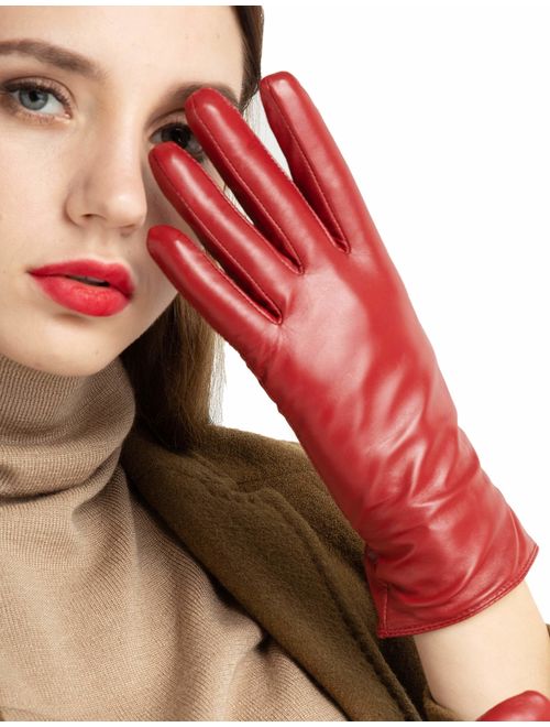 Super-soft Leather Winter Gloves for Women Full-Hand Touchscreen Warm Cashmere Lined Perfect Appearance