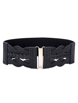 Women 50s Elastic Stretchy Retro Wide Waist Cinch Belt