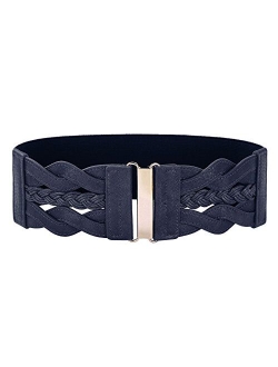 Women 50s Elastic Stretchy Retro Wide Waist Cinch Belt