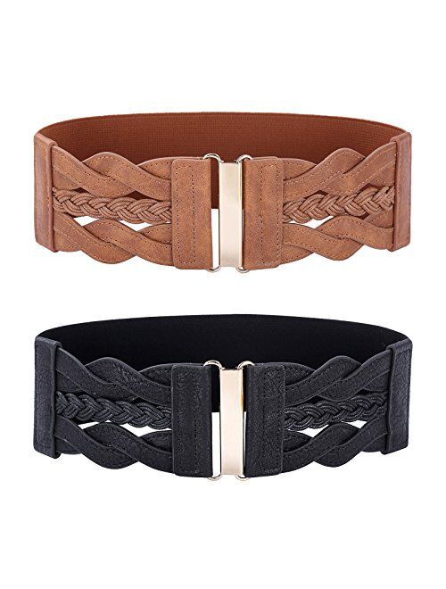 Women 50s Elastic Stretchy Retro Wide Waist Cinch Belt