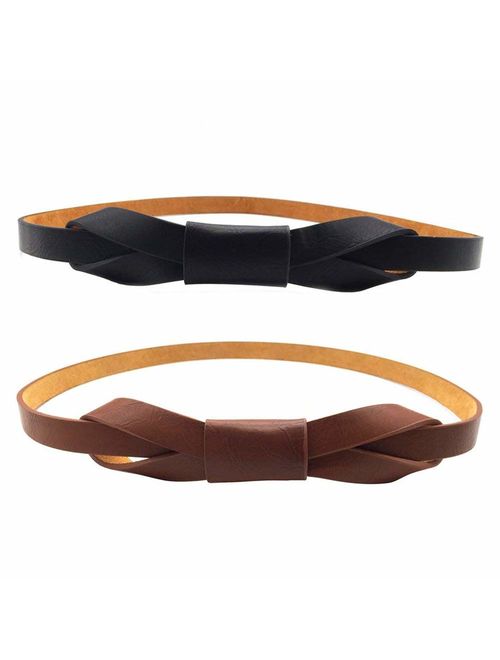 Maikun Womens Adjustable Leather Belts Fashion Skinny Minimalism Waist Strap 7 Colors