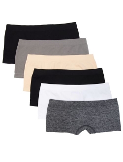 Kalon 6 Pack Women's Nylon Spandex Boyshort Panties