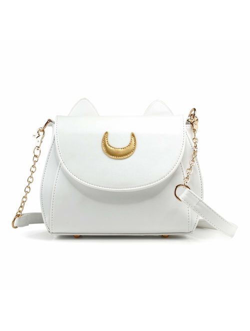 Oct17 Moon Luna Purse Kitty Cat satchel shoulder Bag Designer Women Handbag Tote PU Leather Sailor School