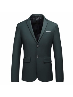 UNINUKOO Mens Two Button Single Breasted Suit Jacket Slim Fit