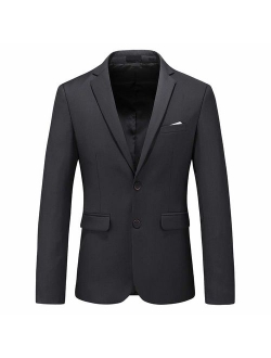 UNINUKOO Mens Two Button Single Breasted Suit Jacket Slim Fit