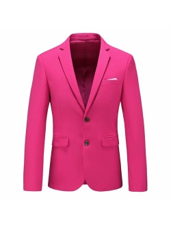 UNINUKOO Mens Two Button Single Breasted Suit Jacket Slim Fit