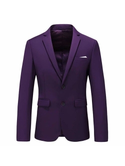 UNINUKOO Mens Two Button Single Breasted Suit Jacket Slim Fit