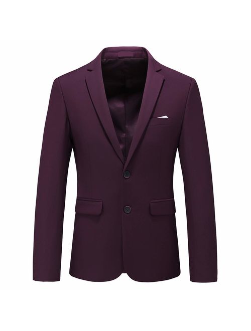 UNINUKOO Mens Two Button Single Breasted Suit Jacket Slim Fit