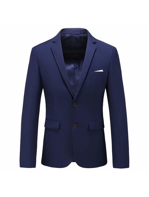 UNINUKOO Mens Two Button Single Breasted Suit Jacket Slim Fit