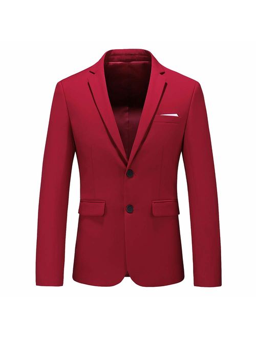 UNINUKOO Mens Two Button Single Breasted Suit Jacket Slim Fit