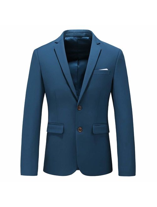 UNINUKOO Mens Two Button Single Breasted Suit Jacket Slim Fit