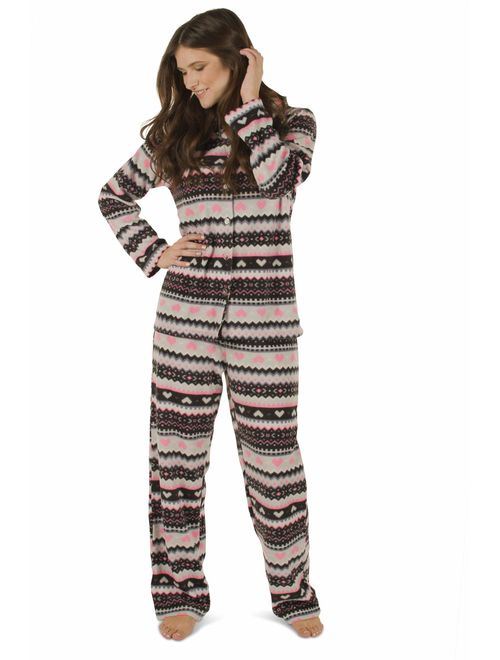 Totally Pink Women's Warm and Cozy Plush Fleece Winter Pajama Set Teen and Girls