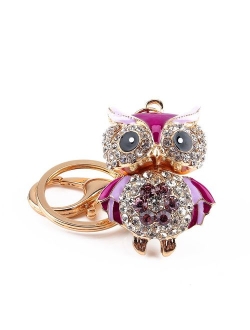 Yosoo Owl Keychain Rhinestone Crystal Keyring Key Ring Chain Bag Charm Pendant Gift