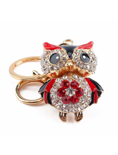 Yosoo Owl Keychain Rhinestone Crystal Keyring Key Ring Chain Bag Charm Pendant Gift