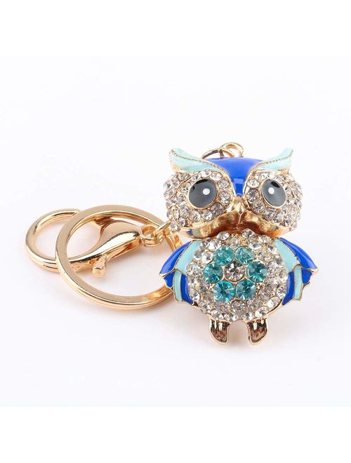 Yosoo Owl Keychain Rhinestone Crystal Keyring Key Ring Chain Bag Charm Pendant Gift